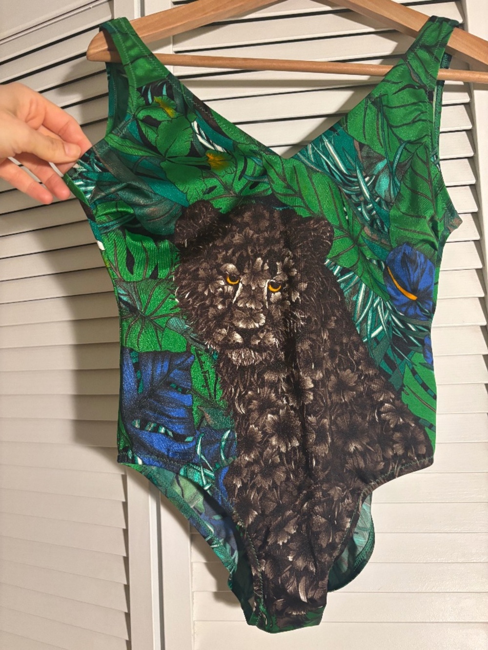 WOW Vintage Ferragamo One Piece Back Plunge Tropical Floral Cougar Swimsuit